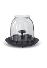 13.25” Matte black 3 pillar candleholder hurricane