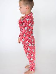 SoftSnooze™ Boys Red Dear Santa Long Sleeve Button Up Pajama Set