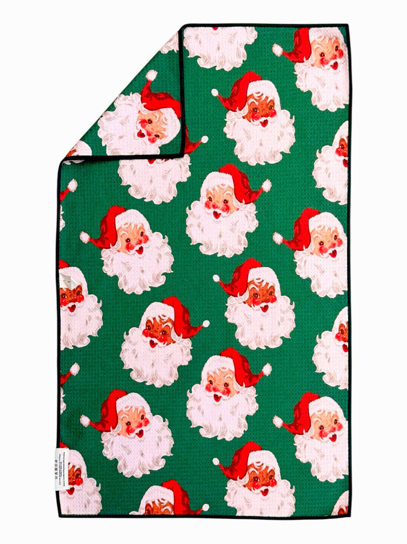 Santa Clause: Double-Sided Hand Towel: Green / Hand Towel (17 in x 27 in)