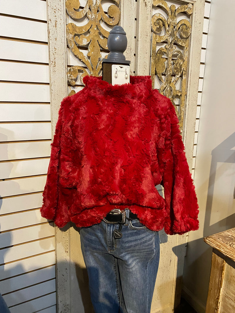 Poof sleeve faux fur popover