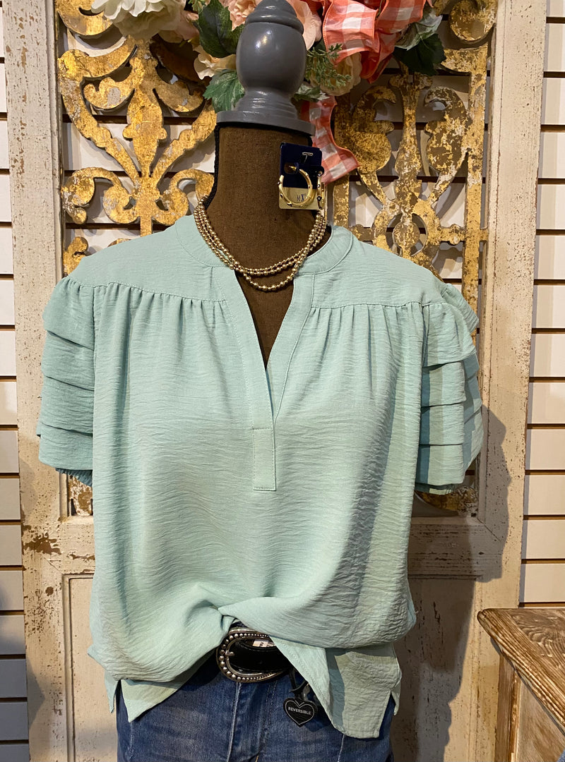 Tucked sleeve popover top