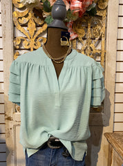 Tucked sleeve popover top