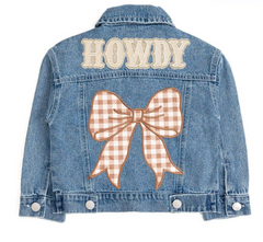 Howdy Gingham Bow Patch Denim Jacket