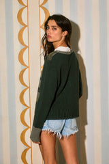 Color-Blocked Camo Print Sweater