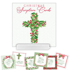 Holly Berries & Red Bows Scripture Cards Acrylic Block Stand