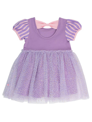 Girls Tower Princess Short Sleeve Princess Bow Twirl Dress