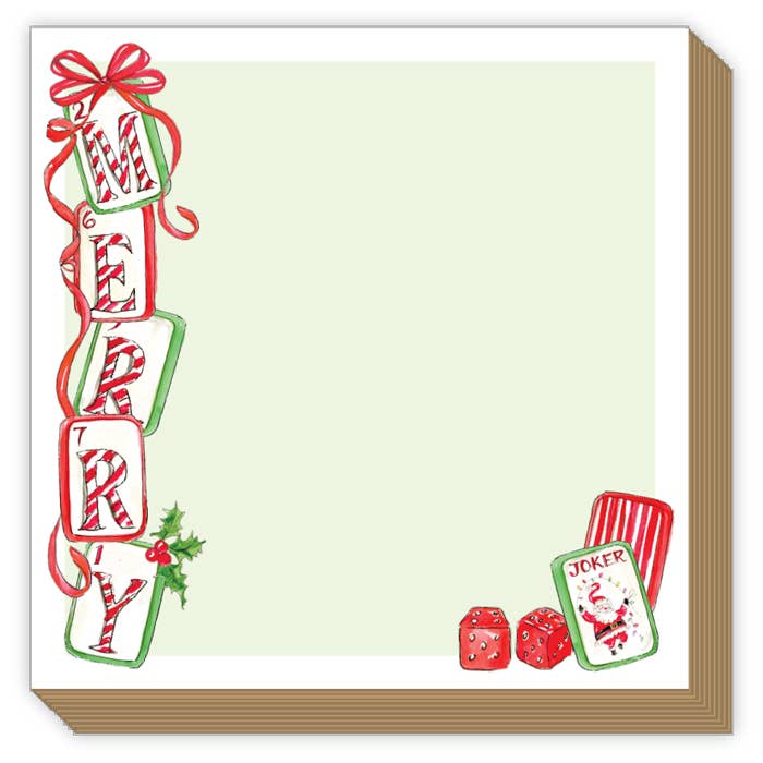 Merry Mahjong Tiles with Red Bow and DiceMini Luxe Notepad