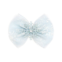 Glitter Snowflake Bow Clip - Kids Hair Bow - Winter