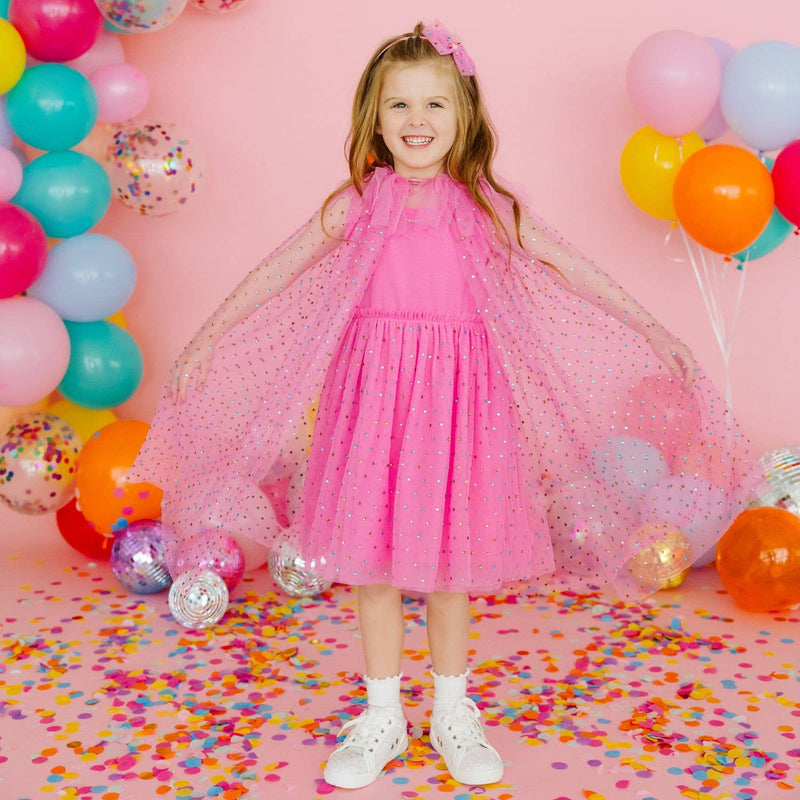 Raspberry Rhinestone Cape - Kids Dress Up Cape