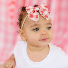 Red Gingham Bow Baby Headband - Kids Hair Accessories