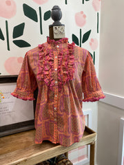 Eyelet ruffled shirt