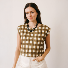 Painted Gingham Quilted Greta Top