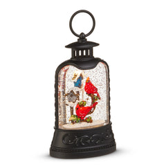 6.75” cardinal and birdhouse lighted water lantern