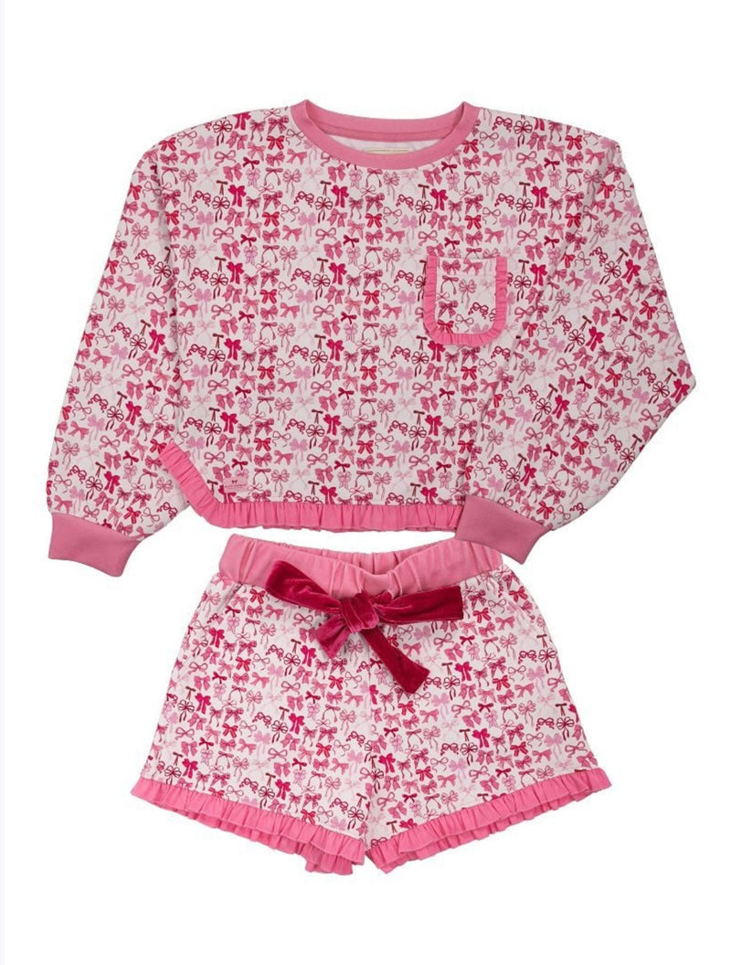 Bow ruffled Pajama set