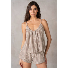 Cotton Double Gauze Stripe BTN-UP Cami