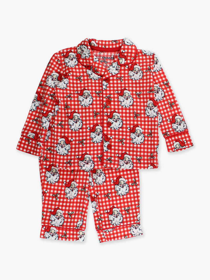 SoftSnooze™ Boys Red Dear Santa Long Sleeve Button Up Pajama Set