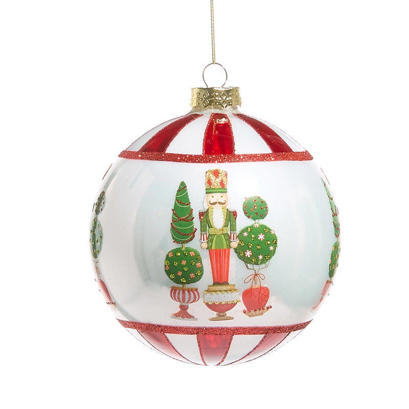 5” merry topiary nutcracker ball ornament