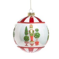 5” merry topiary nutcracker ball ornament