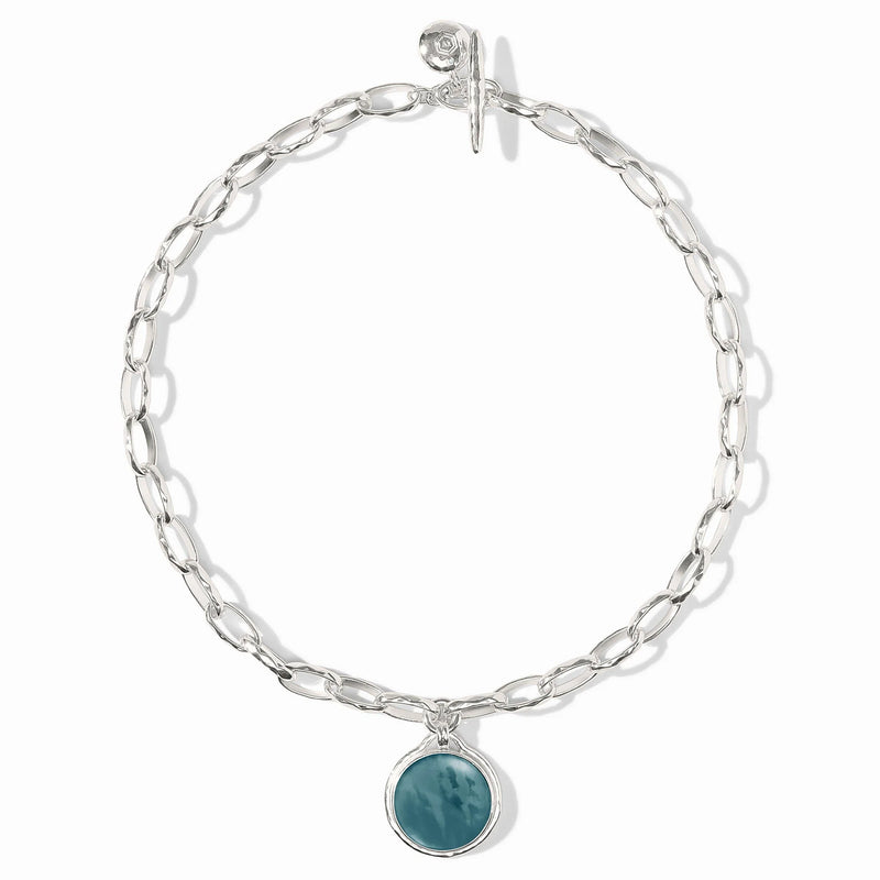 Solara statement necklace- silver iridescent clear crystal