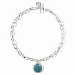 Solara statement necklace- silver iridescent clear crystal