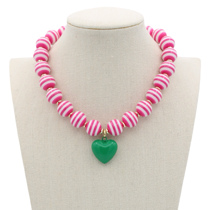 Cabana Stripe Necklace - 4 Colors: Fuchsia/Green