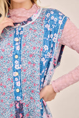 Petal Diary Terry Button Henley Jumpsuit