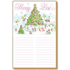 Pink Merry List Ice Skating Luxe Large Notepad