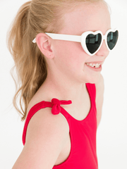 Girls White Heart Shaped Sunglasses: White