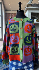 QOS Check pumpkin Cardigan