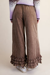 Ruffle bottom Mineral washed pants