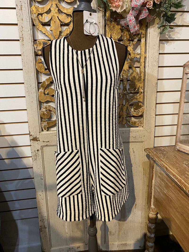 Textured striped romper