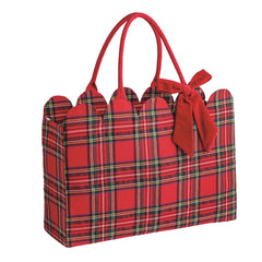Scalloped tartan tote
