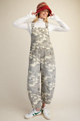 Stone print camo overalls
