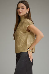 Metallic crop SS sweater