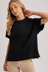 CREW NECK KNIT T-SHIRT: Black