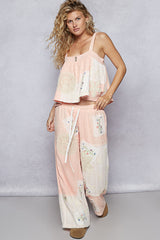 Solid Lace Patch Detail Woven Set