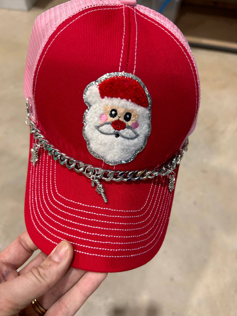 Chenille Santa Trucker Hat (CHAIN NOT INCLUDED)