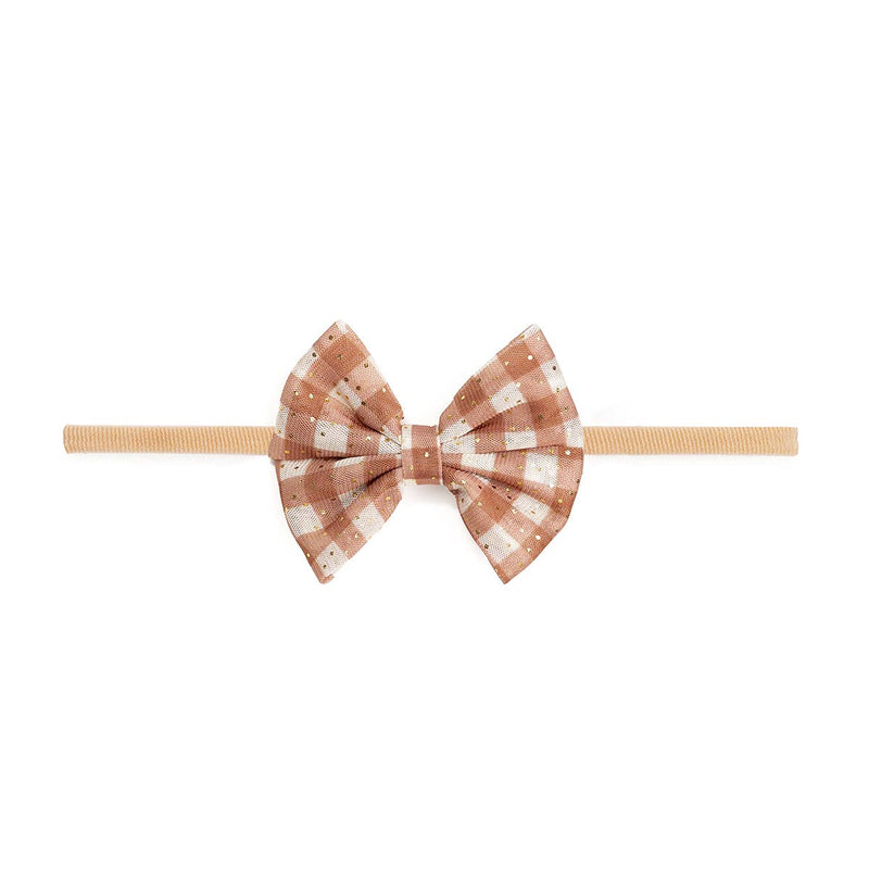 Gingham Printed Tulle Bow Baby Headband