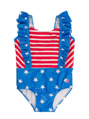 Girls Shimmer Stars & Stripes Pinafore One Piece