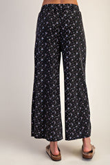 Floral Print mineral washed drawstring pant