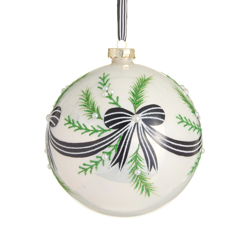 6” black bow bunting ball ornament