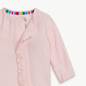 Pink pin dot footie