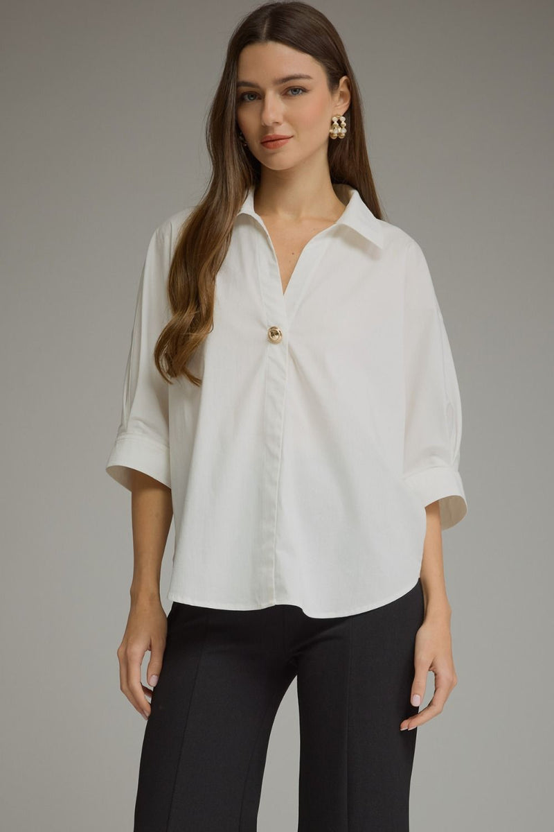 White collar top with Gold detail