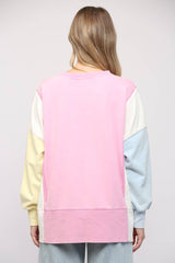 SIDE SLIT COLOR BLOCK SWEATSHIRT