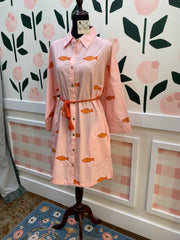 Embroidered fish shirtdress