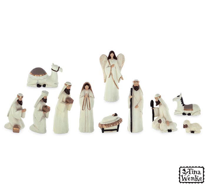12 piece distressed wood nativity