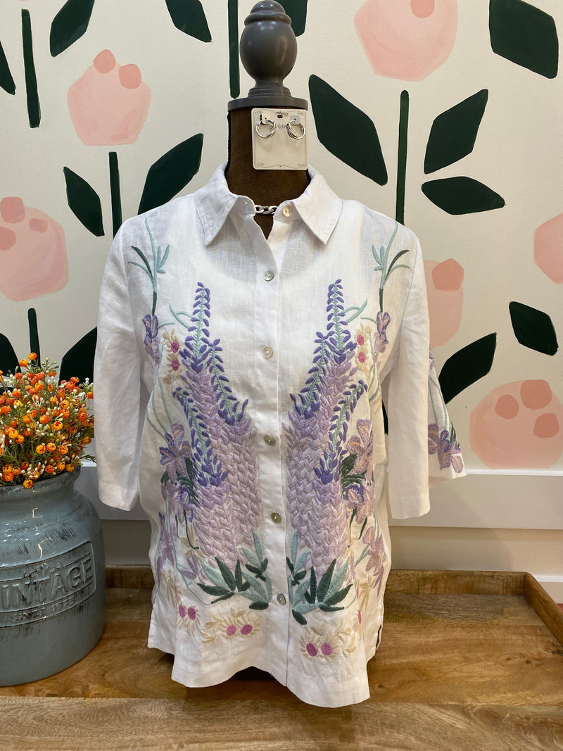 Marleigh- Linen Kimono sleeve top