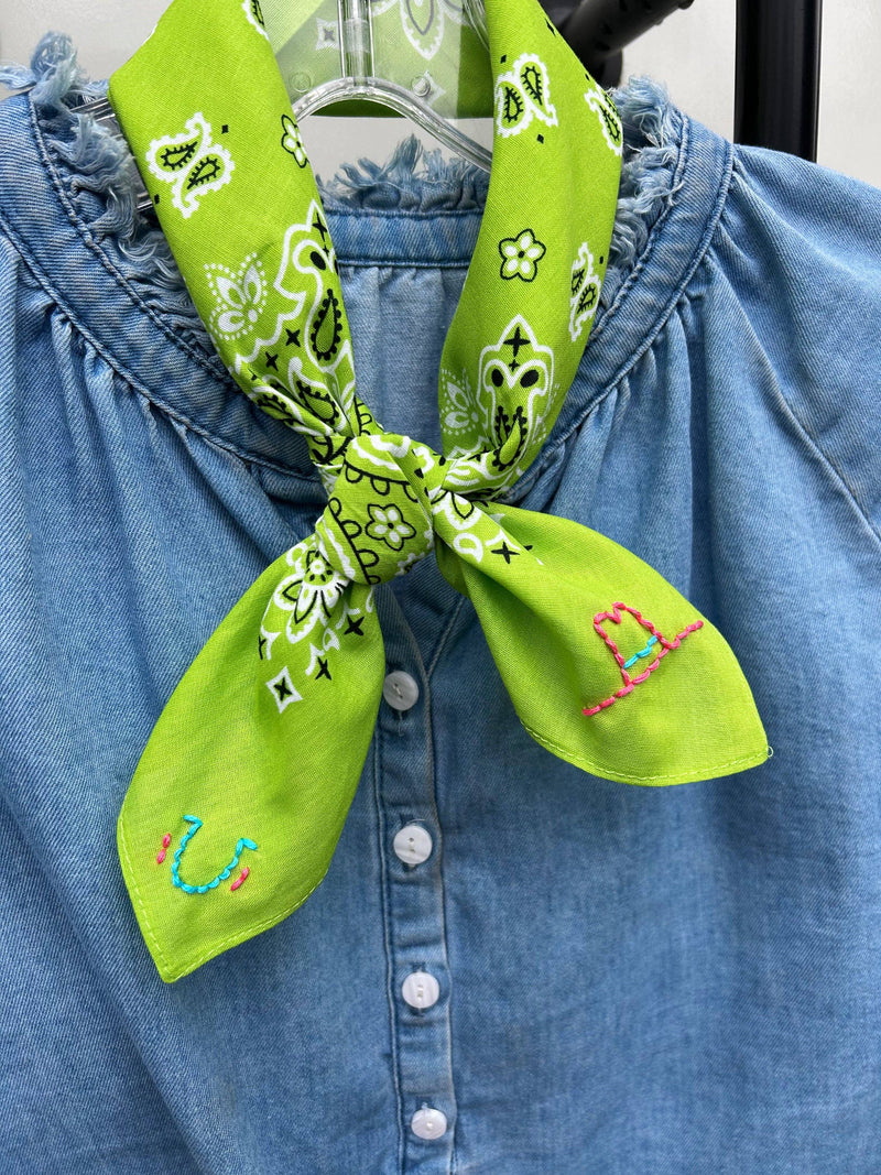 Lucky Cowgirl Embroidered Bandana
