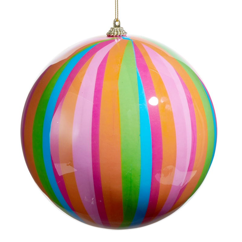 6” stripe ball ornament