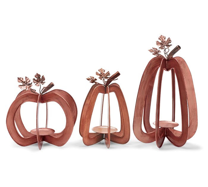 Copper pumpkin candleholder